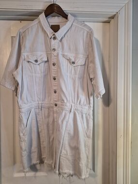 American Eagle White Denim Romper XXL